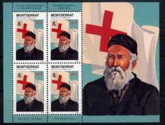 MONTSERRAT SHEET HENRI DUNANT NOBEL PRIZE RED CROSS