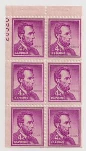 4c Lincoln Booklet Pane #1036a w plate # 26520 plus 1213a