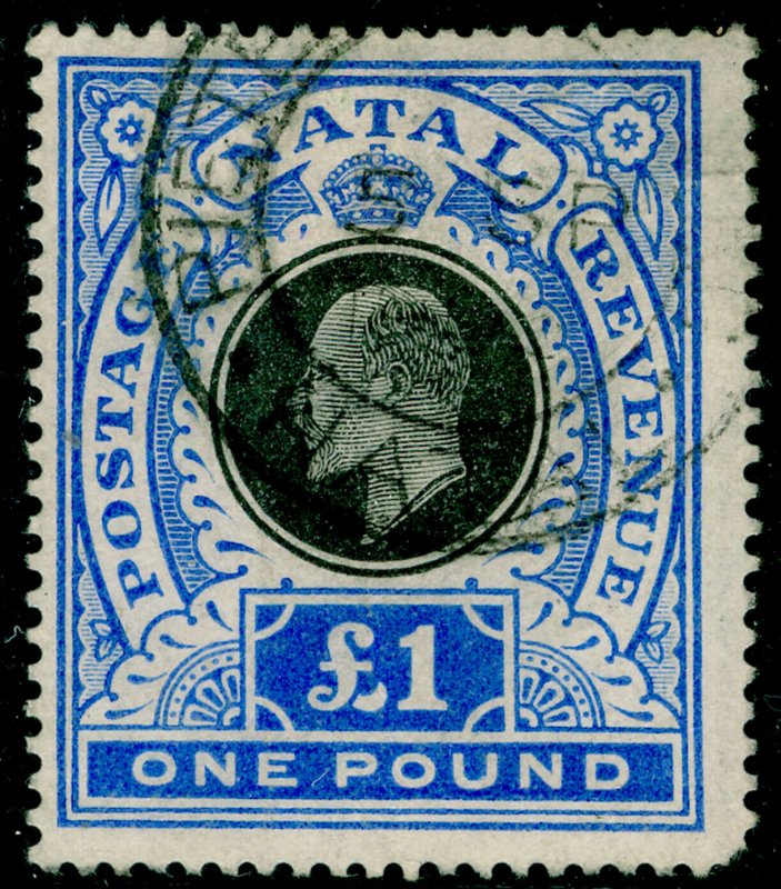 SOUTH AFRICA - Natal SG142, £1 black & brt blue, USED. Cat £80.