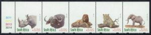 SOUTH AFRICA 1998 BIG 5 ANIMALS SE - TENANT MNH ** STRIP ERROR IMPERF AT TOP & R