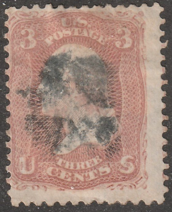 USA Stamp, Scott# 65, used, hinged, 3 cent stamp, cross cancel,  #J-152