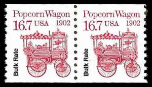 PCBstamps   US #2261 Coil Pair (=) 33.4(2x16.7c)Popcorn Wagon, MNH, (6)