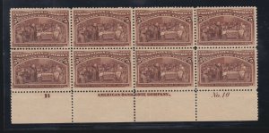 US 234 5c Columbian Exposition Mint Plate #10 Block of 8 VF OG LH SCV $2500+