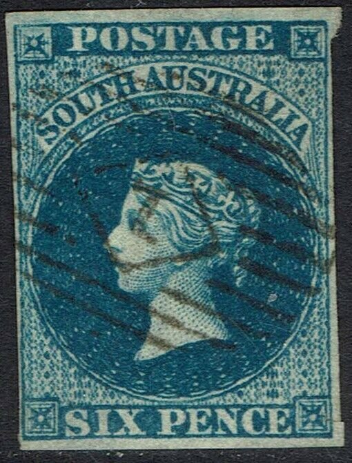 SOUTH AUSTRALIA 1855 QV 6D IMPERF LONDON PRINTING USED