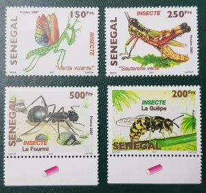 SENEGAL 2007 - INSECTS INSECTS GUEPE GRASSHOPPER MANTE ANT ANT ANTS - MNH-