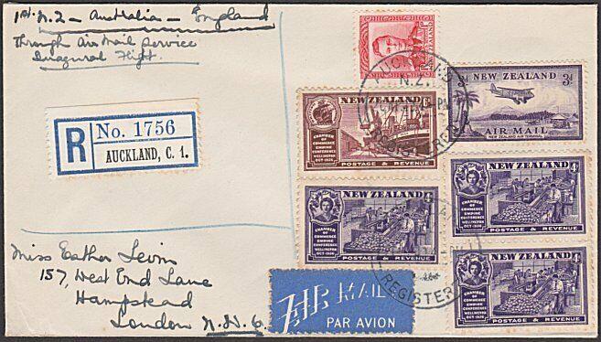 NEW ZEALAND 1940 First flight cover to London with cinderella..............57670