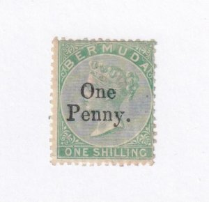 BERMUDA # 14 SG 17 MLH 1p SURCHARGED on 1sh GREEN