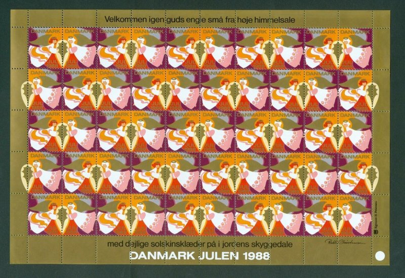 Denmark. Christmas Seal 1988 Sheet Scale/Proof Print. 9 Sheets. Perf. Compl. Set