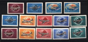 RUSSIA/USSR 1958-1959 AVIATION 2 SETS OF 7 STAMPS PERF. & IMPERF. MNH