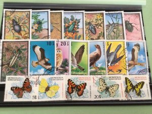 Mongolia Butterfly Bird & Beetle  cancelled stamps Ref A9099