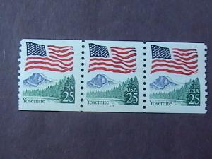 U.S.# 2280a-MINT/NH-PLATE # COIL STRIP OF 3(P#13)--FLAG & YOSEMITE--1989