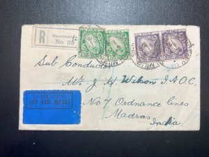 1930 Registered Ireland Airmail Cover Mountmellick to Madras British India