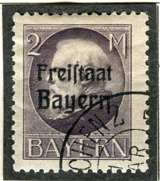 GERMANY BAVARIA;  1919 FREISTAAT Free State Optd. fine used 2M. value