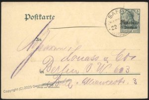 Germany 1908 SAFFI Morocco Postal Card Cover 111454