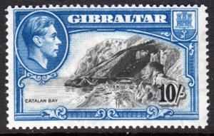 Gibraltar KGVI 1938 10/- 10s Black Blue SG130 Mint Lightly Hinged