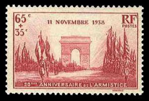 France, 1900-1950 #B77 (YT 403) Cat€6.50, 1938 20th Armistice Anniversary, ...