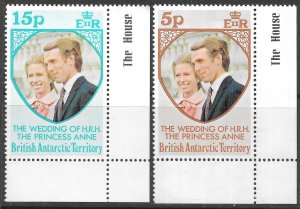 British Antarctic Territory Scott 60-61 MNH Princess Anne Wedding Set of 1973