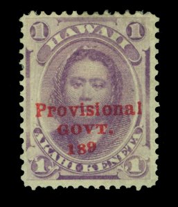 HAWAII 1893 KAMAMALU 1c pur Prov SURCH.189 instead of 1893 Sc 53a KENYON Forgery