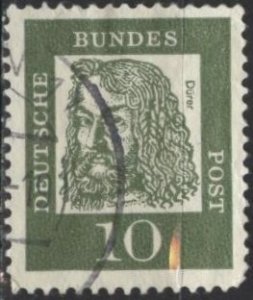 Germany 827 (used) 10pf Albrecht Dürer, olive green (1961)