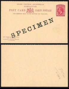 Gibraltar KGV 1d Reply Card opt SPECIMEN (These are only known Specimen)