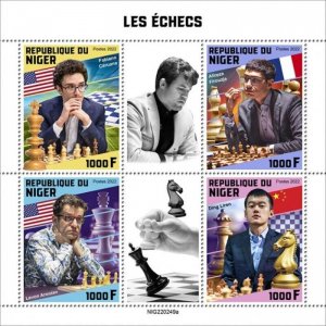 Niger - 2022 Famous Chess Players - 4 Stamp Sheet - NIG220249a