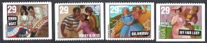 United States #2767-70 29¢ Broadway Musicals (1993). 4 singles from booklet. MNH