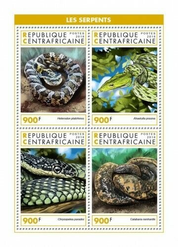 HERRICKSTAMP NEW ISSUES CENTRAL AFRICA Snakes Sheetlet