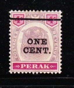 Album Treasures Malaya-Perak Scott # 63  1c on 4c Tiger Head  Mint Hinged