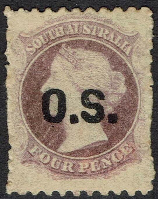 SOUTH AUSTRALIA 1876 QV OS 4D  PERF 10 X 11.5 - 12.5 