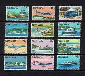 St Lucia: 1980 Transport Definitive set, MNH