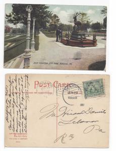 Sc 328 Jamestown 1907 Lebanon Flag Cancel Reading duplex Deer Fountain Postcard