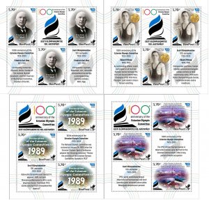 Estonia 2023 Olympic History 1923-2023 NOC 100 ann BeePost set of 4 sheetlets