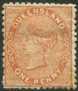 QUEENSLAND-1879-81 1d Orange-Brown.  A mounted mint example Sg 129