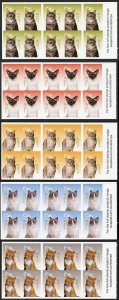 Australia SG4367a-71a Cats of Australia set of 5 booklet panes U/M