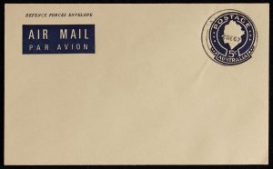 AUSTRALIA Military 1967 Vietnam QEII 5c indigo embossed envelope.