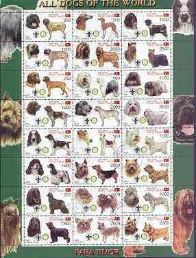 Timor (East) 2000 Dogs #01 perf sheetlet containing 24 va...