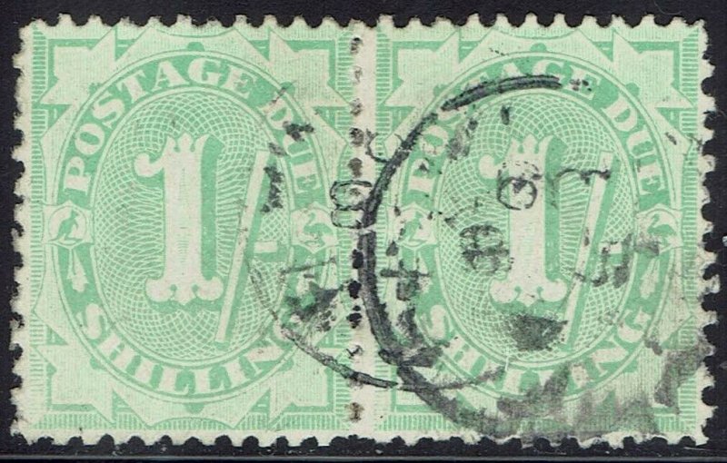 AUSTRALIA 1908 POSTAGE DUE 1/- WITH STROKE PAIR USED 