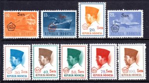 Indonesia 1965 Pres. Sukarno & Locomotives Complete Mint MNH Set SC 659-667