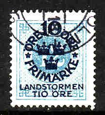 Sweden semi-postal-SC#B6-Used-10o+10o on 12o pale bl-1916-