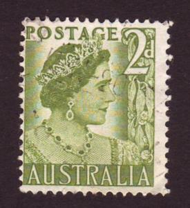 Australia 1951 Sc#231, SG#237 2d Green Queen, Queens, Royalty USED