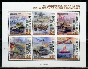 CENTRAL AFRICA  2020 75th ANNIVERSARY OF THE END OF WORLD WAR II SHEET OF 6  NH