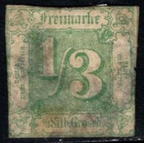 1863 German States Thurn & Taxis Scott #- 16 1/3 Groschen Imperf (Forgery)