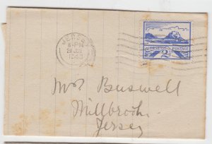 1943 Jersey 2½d  Blampied View,  on folded paper FDC