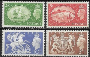 Great Britain # 286-289  KGVI  1951 High-values   (4) Mint NH