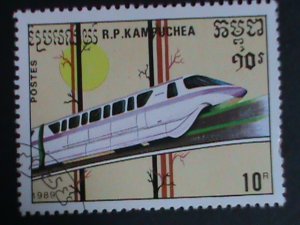 CAMBODIA STAMP 1989 WORLD MODEM TRAINS CTO-MNH SET