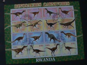 RWANDA-2001-16 DIFFERENT WORLD FAMOUS DINOSAURES CTO LARGE SHEET VERY FINE