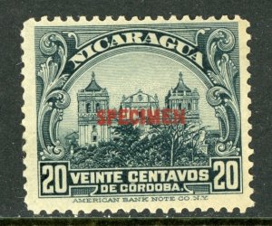 Nicaragua 1914 Cathedral 20¢ Slate SPECIMEN  Mint M461