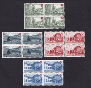 Switzerland  #B174-B177 MNH  1948  Pro Patria  complete set in blocks of 4