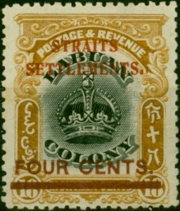 Straits Settlements 1906 4c on 18c Black & Pale Brown SG146 Fine LMM