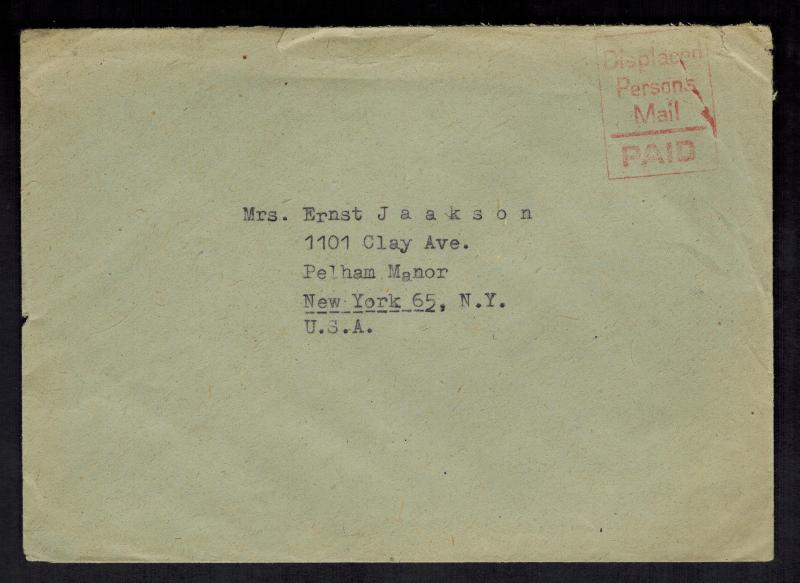 1947 Braunschweig Germany Displaced Person DP Camp # 297 Cover to USA H Kadakas